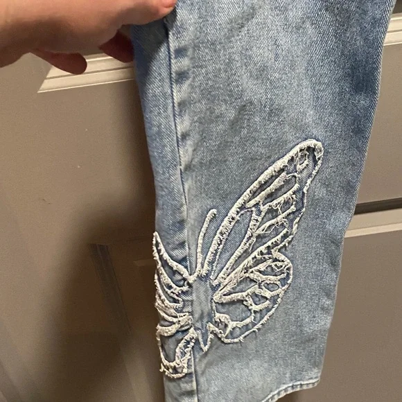 PacSun Butterfly Embroidered High Rise Straight Leg Jeans 27 Y2K - Picture 5 of 13